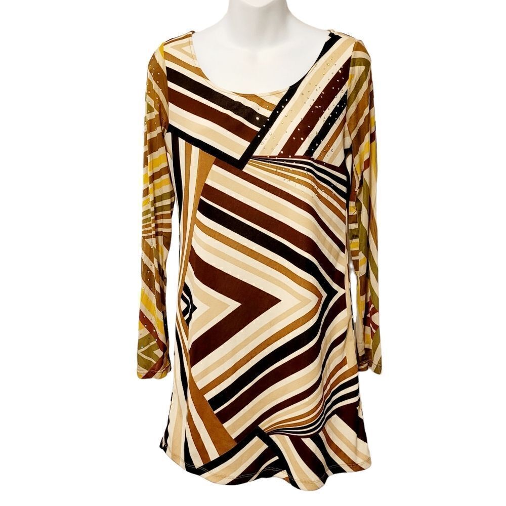 2/$20 Vintage 90s fashion brown with crystal top blouse